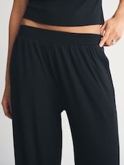 Abercrombie & Fitch Black Ribbed Wide Leg Balloon Jersey Trousers - Image 4 of 8