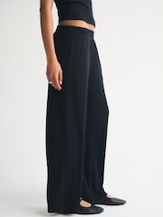 Abercrombie & Fitch Black Ribbed Wide Leg Balloon Jersey Trousers - Image 5 of 8