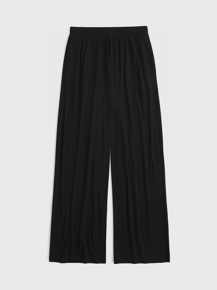 Abercrombie & Fitch Black Ribbed Wide Leg Balloon Jersey Trousers - Image 8 of 8