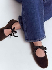 Boden Brown Flexi Tie Mary Janes Shoes - Image 1 of 5