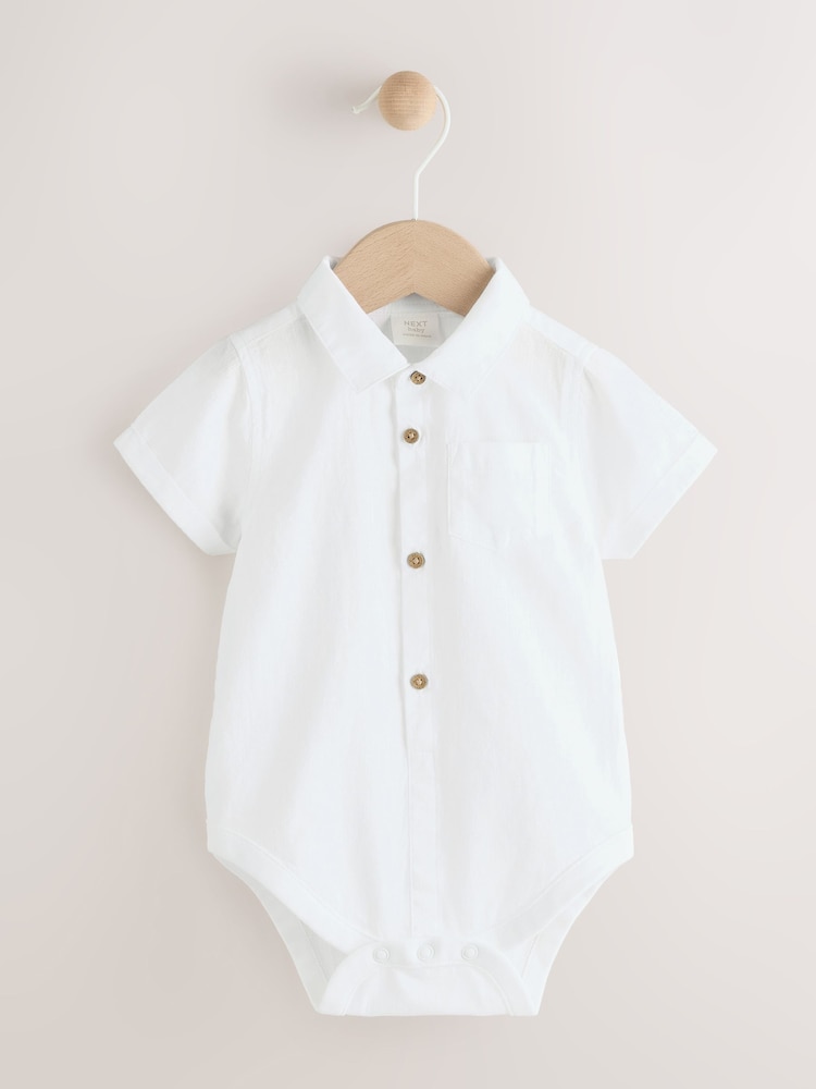 White Baby Short Sleeve Shirt Bodysuit - Image 1 of 6