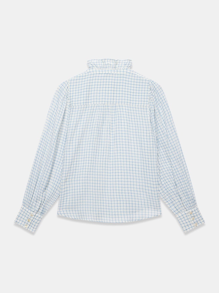 Mint Velvet Blue Cotton Checked Blouse - Image 7 of 7