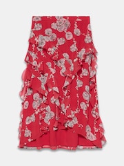 Mint Velvet Red Printed Ruffle Maxi Skirt - Image 6 of 7