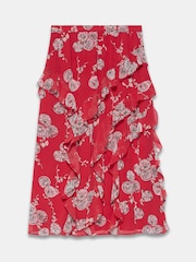 Mint Velvet Red Printed Ruffle Maxi Skirt - Image 7 of 7