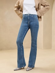 Lipsy Mid Wash Blue Mid Rise Flare Jeans - Image 2 of 5