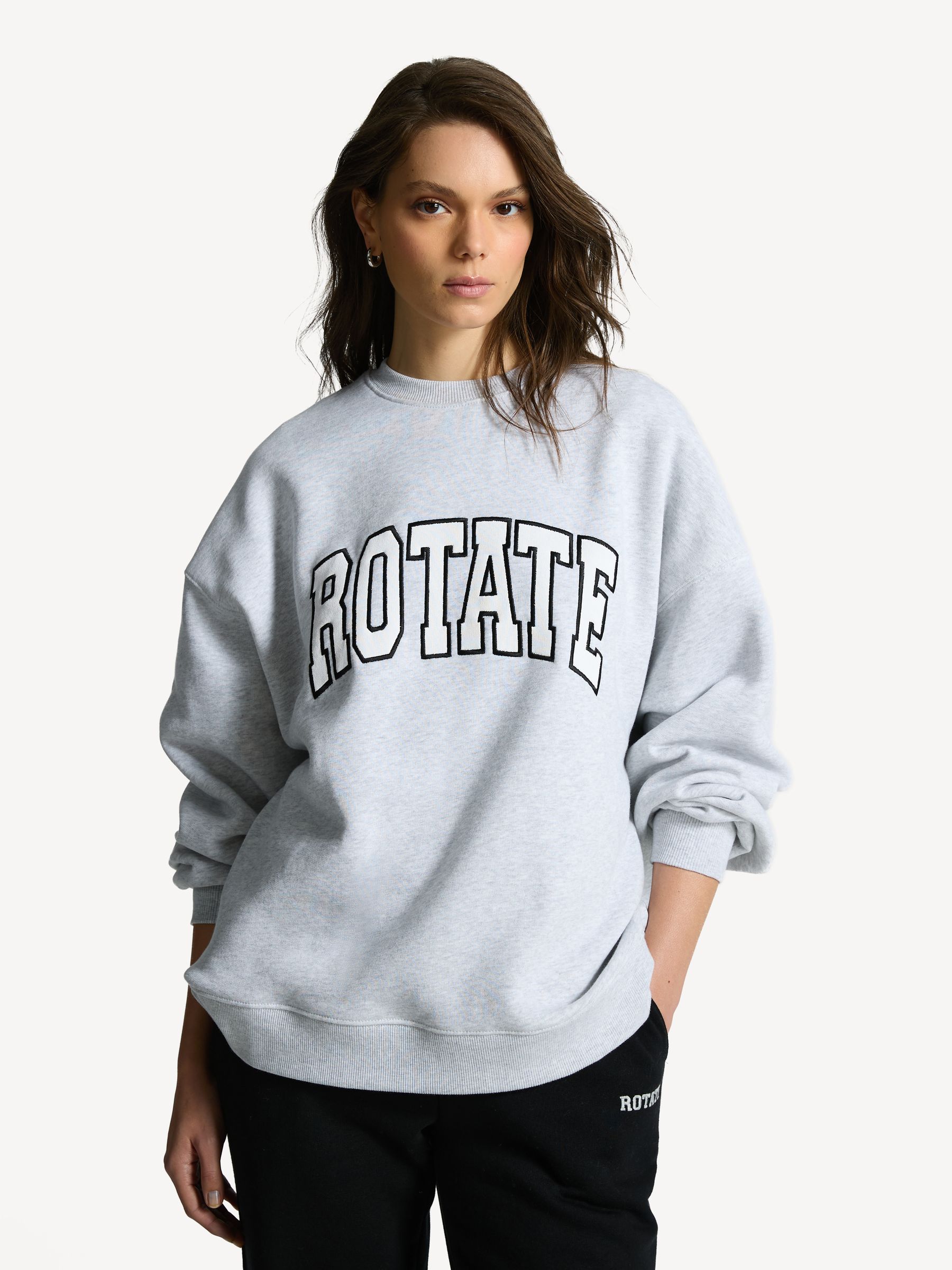 Rotate Grey Heavy Crewneck Sweatshirt | Seasons