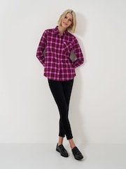 Crew Clothing Red Brushed Flannel Check 100% Cotton Shirt - Image 3 of 4