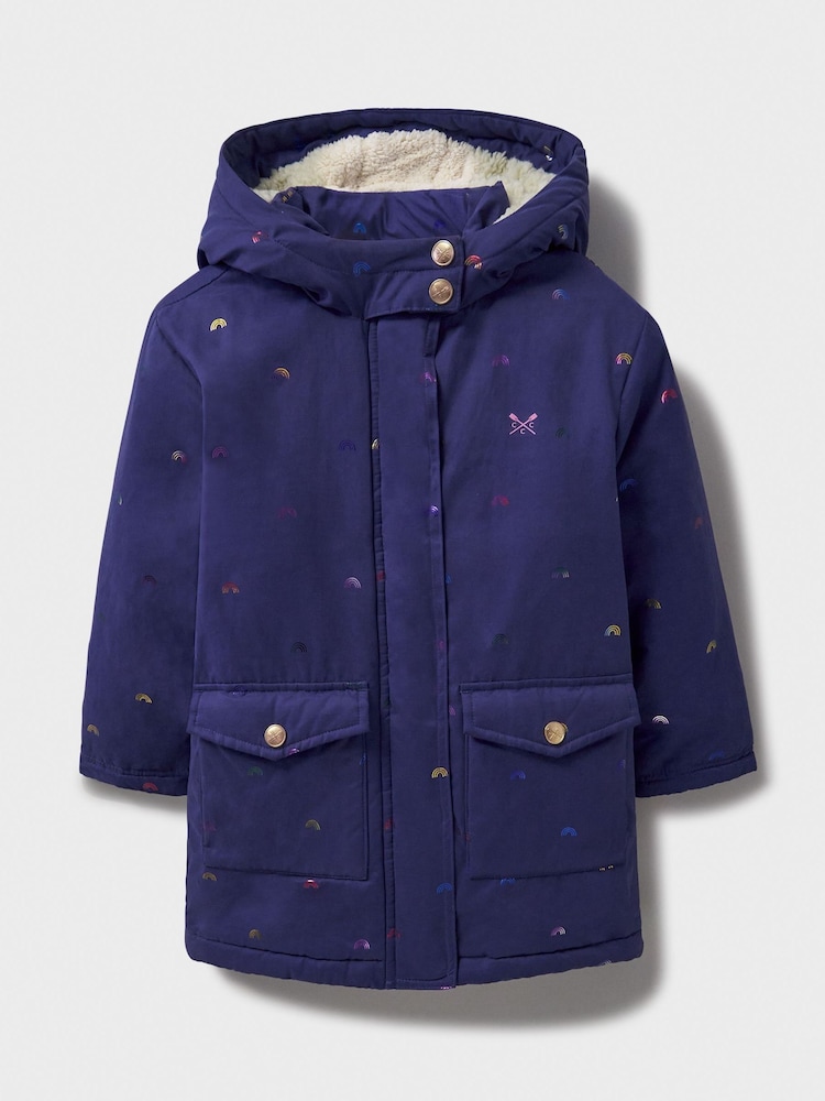 Crew Clothing Blue Midweight Printed Puffer Jacket - Image 1 of 3
