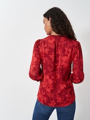 Crew Clothing Red Hope Floral Satin Top - Image 2 of 5