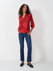 Crew Clothing Red Hope Floral Satin Top - Image 3 of 5