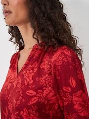 Crew Clothing Red Hope Floral Satin Top - Image 4 of 5