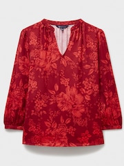 Crew Clothing Red Hope Floral Satin Top - Image 5 of 5
