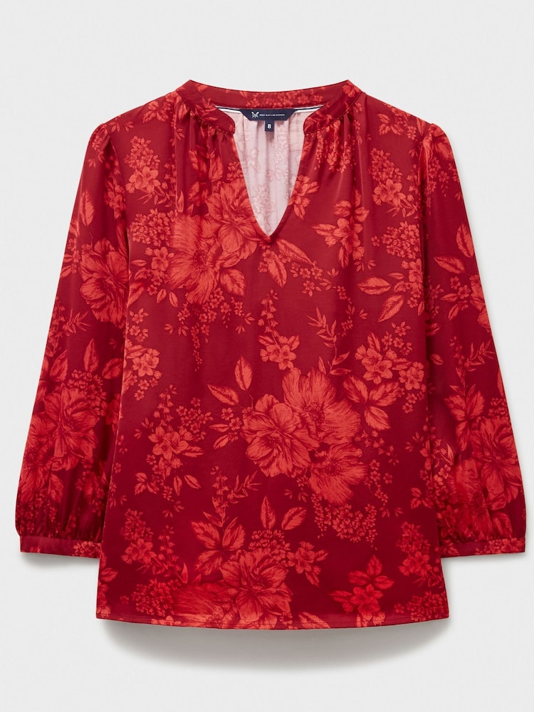 Crew Clothing Red Hope Floral Satin Top - Image 5 of 5