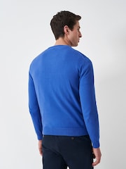 Crew Clothing Blue 100% Cotton V-Neck Jumper - Image 2 of 5