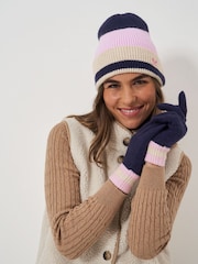Crew Clothing Company Pink Colourblock Knit Gloves - Image 1 of 2
