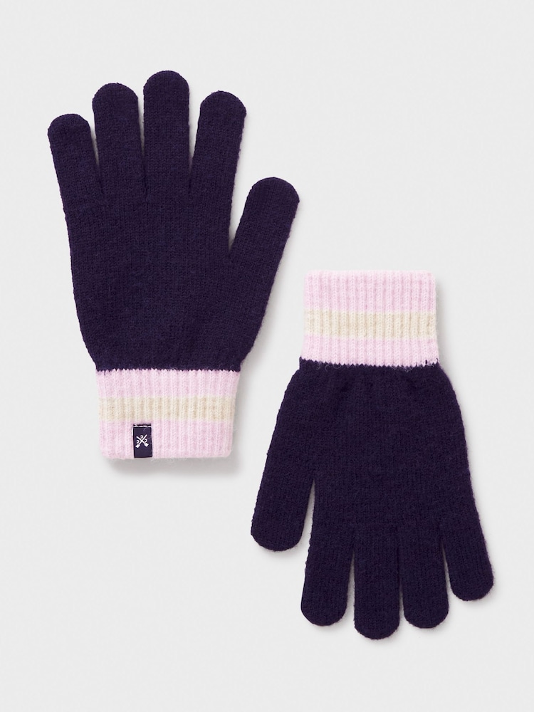 Crew Clothing Company Pink Colourblock Knit Gloves - Image 2 of 2