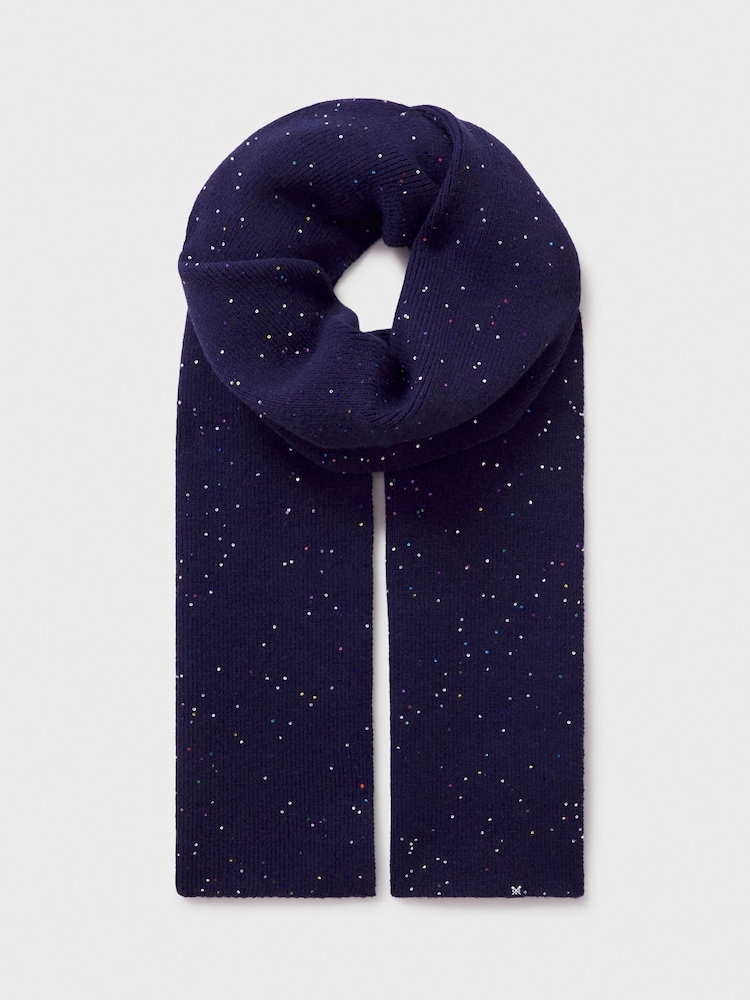 Crew Clothing Company Blue Glitterball Scarf - Image 2 of 2 Crew Clothing Company Blue Glitterball Scarf - Image 2 of 2