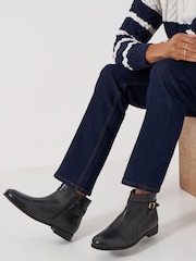 Crew Clothing Black Buckle Flat Boots - Image 1 of 4