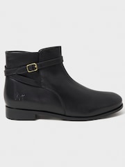 Crew Clothing Black Buckle Flat Boots - Image 2 of 4