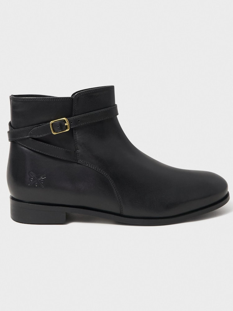 Crew Clothing Black Buckle Flat Boots - Image 2 of 4