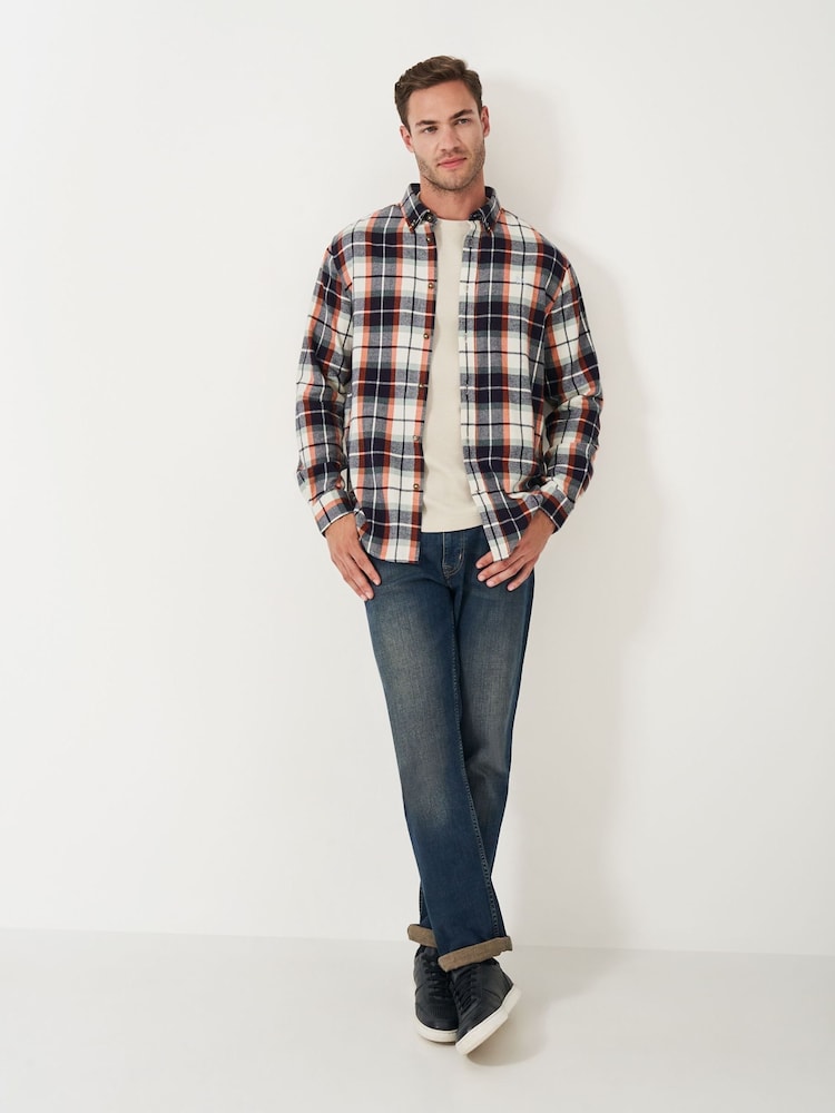Crew Clothing Red 100% Cotton Multicheck Brushed Twill Shirt - Image 3 of 5