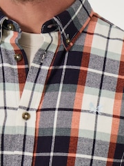 Crew Clothing Red 100% Cotton Multicheck Brushed Twill Shirt - Image 4 of 5