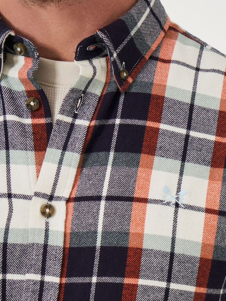 Crew Clothing Red 100% Cotton Multicheck Brushed Twill Shirt - Image 4 of 5