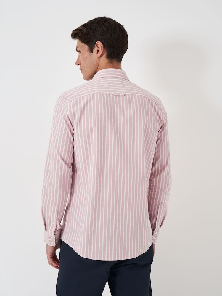 Crew Clothing Company Pink Twin Stripe 100% Cotton Oxford Shirt - Image 2 of 5