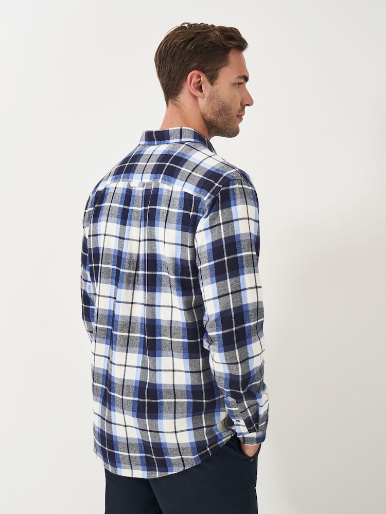 Crew Clothing Blue 100% Cotton Multicheck Brushed Twill Shirt - Image 2 of 4