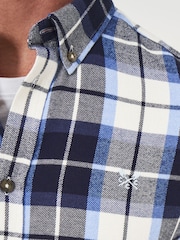 Crew Clothing Blue 100% Cotton Multicheck Brushed Twill Shirt - Image 4 of 4