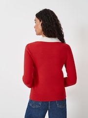 Crew Clothing Red Knitted Crest Rugby Shirt - Image 4 of 5