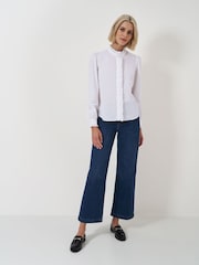 Crew Clothing White Pie Crust Ruffled 100% Cotton Shirt - Image 3 of 4