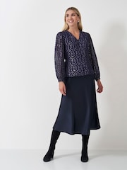Crew Clothing Blue Lola Metallic Tie Back Blouse - Image 3 of 5