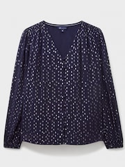 Crew Clothing Blue Lola Metallic Tie Back Blouse - Image 5 of 5