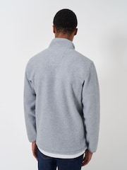 Crew Clothing Grey Embroidered Microfleece Half Zip Jumper - Image 2 of 5