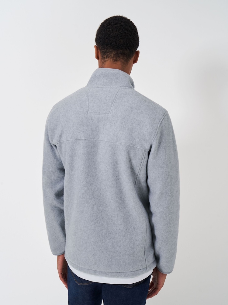 Crew Clothing Grey Embroidered Microfleece Half Zip Jumper - Image 2 of 5