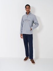 Crew Clothing Grey Embroidered Microfleece Half Zip Jumper - Image 3 of 5