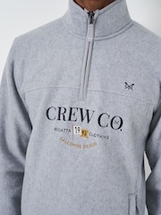 Crew Clothing Grey Embroidered Microfleece Half Zip Jumper - Image 4 of 5