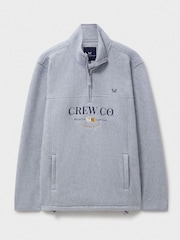 Crew Clothing Grey Embroidered Microfleece Half Zip Jumper - Image 5 of 5