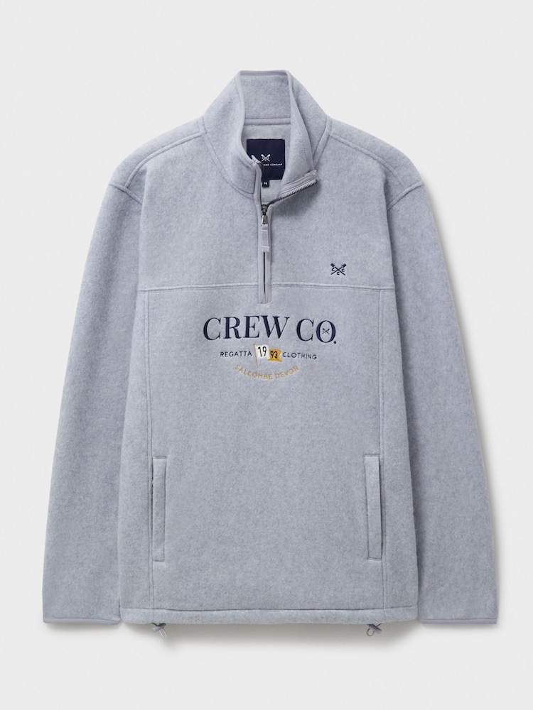 Crew Clothing Grey Embroidered Microfleece Half Zip Jumper - Image 5 of 5