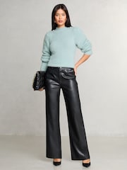 Azul - Lipsy Fluffy Metallic Puff Sleeve Knitted Jumper - Imagen 3 de 4