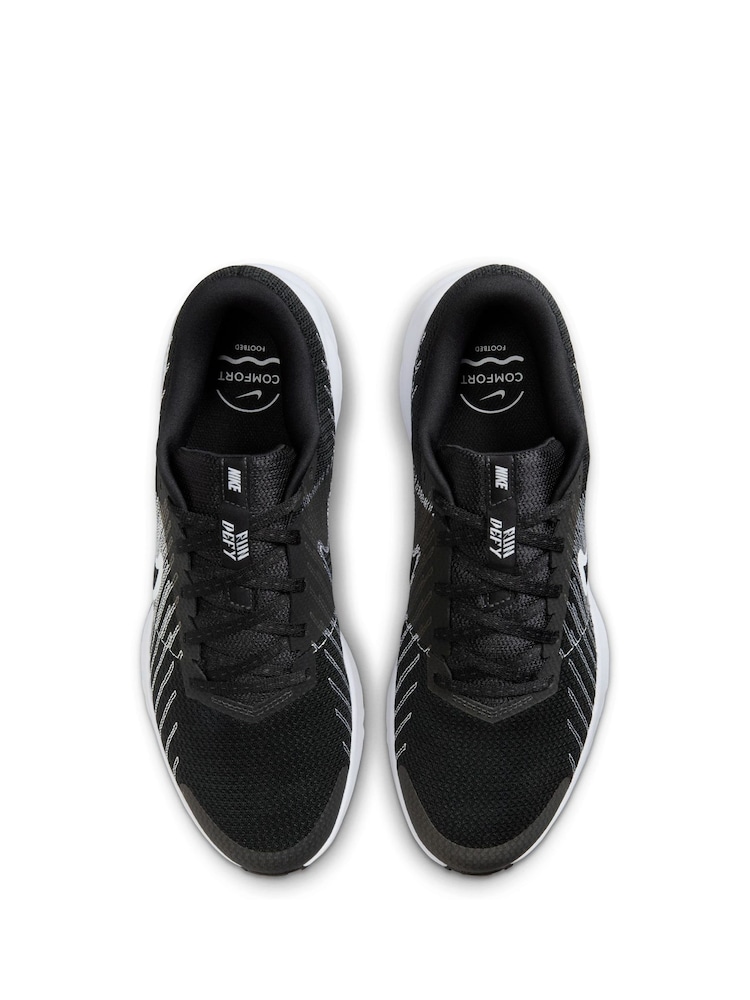 Nike Black/White Run Defy Road Running Trainers - Image 8 of 11