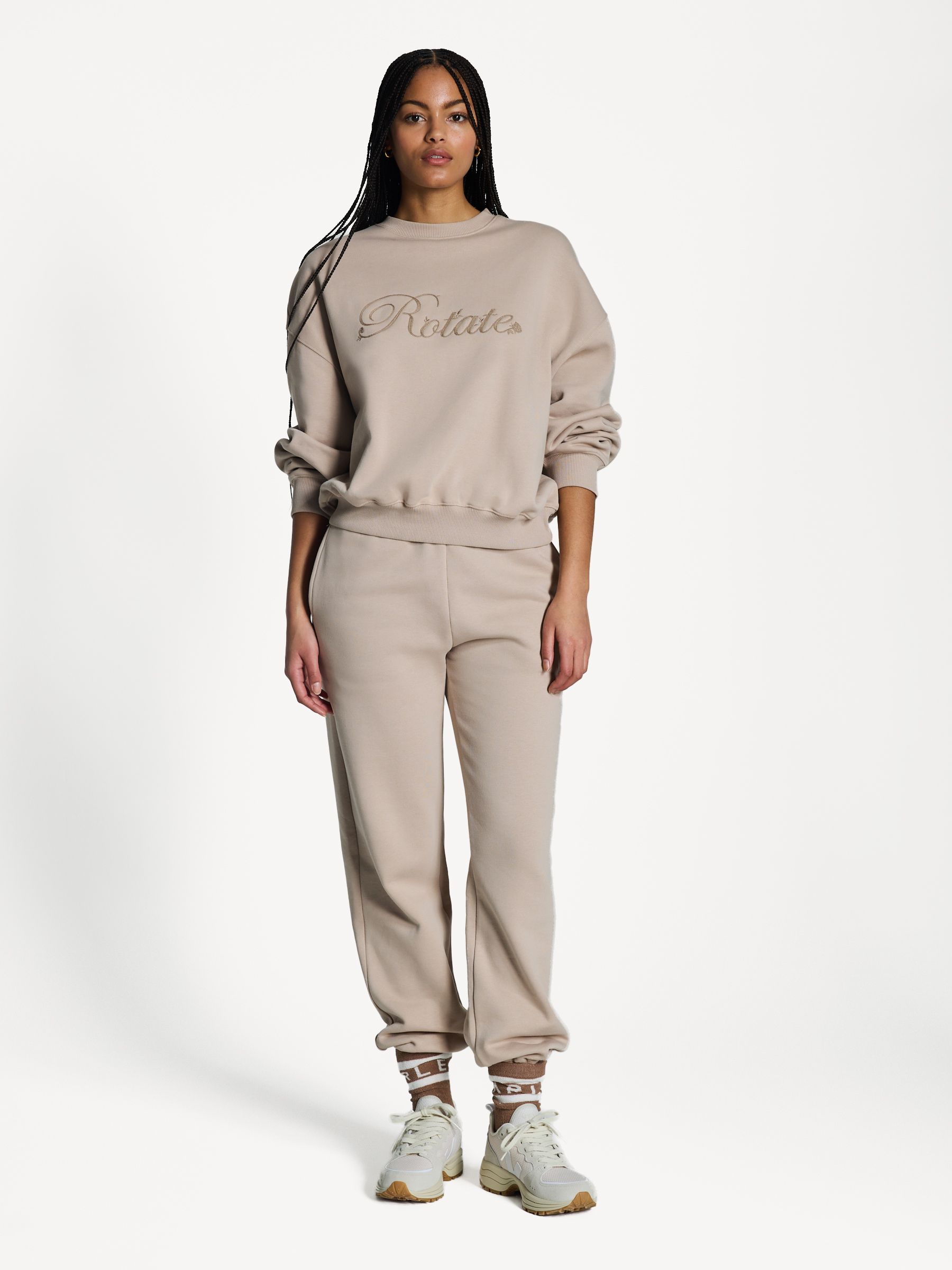 Buy Rotate Cream Heavy Crewneck Sweatshirt from Next USA