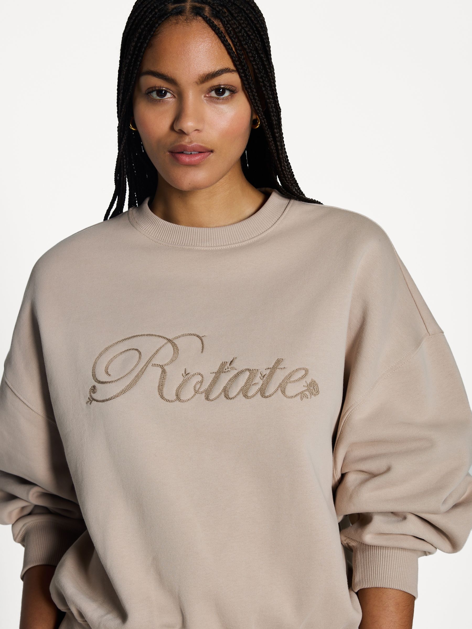 Buy Rotate Cream Heavy Crewneck Sweatshirt from Next USA