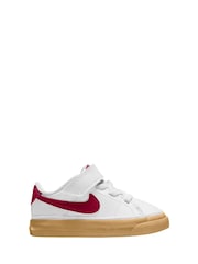 Nike White/Burgundy Team Red Infant Court Legacy Trainers - Image 1 of 3