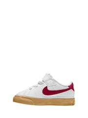 Nike White/Burgundy Team Red Infant Court Legacy Trainers - Image 2 of 3