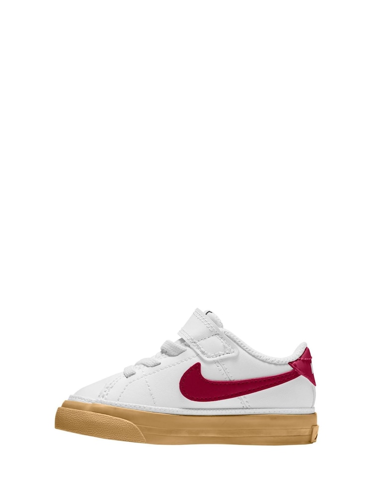 Nike White/Burgundy Team Red Infant Court Legacy Trainers - Image 2 of 3