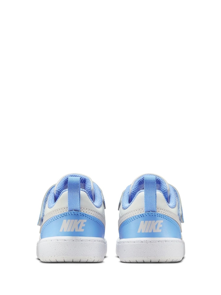 Nike White Blue Grey Infant Court Borough Low Recraft Trainers - Image 4 of 10