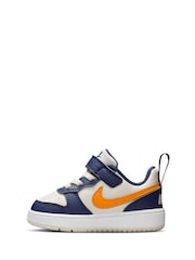 Nike Navy Blue Natural Orange Infant Court Borough Low Recraft Trainers - Image 2 of 8