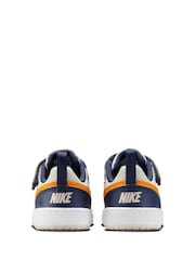 Nike Navy Blue Natural Orange Infant Court Borough Low Recraft Trainers - Image 4 of 8